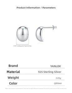 Macro view of 925 sterling silver bean earrings showing dimensions and mirror finish