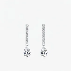 Boucles d'Oreilles Pendantes Goutte d'Eau en Argent Sterling 925 Avec Tige en Argent Sterling 925 Zirconia Femme