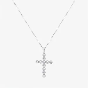 Collier Pendentif Croix En Argent Sterling 925 Avec Künstliche Perles Fantaisie Bijoux De Chaîne De Clavicule Pour Femmes