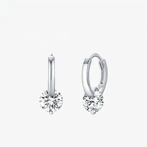 Luxury 925 Sterling Silver Moissanite Hoop Earrings For Women Shiny Round Cut D Color Moissanite Stud Earrings Jewelry Gift