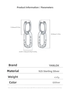 Detail specifications for 925 sterling silver double-loop earrings with star pattern