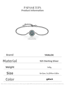 Spécifications détaillées du bracelet mauvais œil en argent S925 avec dimensions
