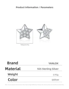 Detailed close-up of S925 sterling silver star stud earrings with sparkling cubic zirconia