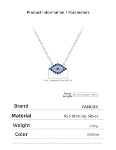 Détails du pendentif œil maléfique en argent S925 avec dimensions et spécifications