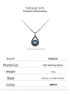 Detail specifications of S925 sterling silver ghost pendant necklace showing size and weight