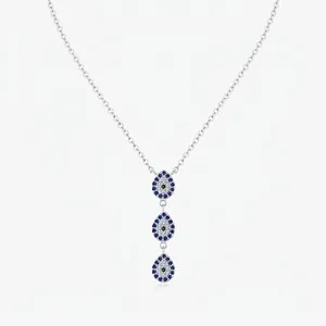 925 Sterling Silver Evil Eye Necklace For Women Zirconia Inlaid Water Drop Clavicle Y Chain Fashion Jewelry Anniversary Gift