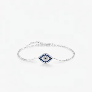 925 Sterling Silver Evil Eye Bracelet For Women Inlaid Blue White Zirconia Adjustable Chain Elegant Jewelry Birthday Gift