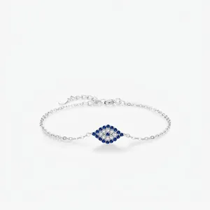 925 Sterling Silver Evil Eye Bracelet For Women Blue White Zirconia Inlaid Adjustable Chain Light Luxury Fashion Jewelry