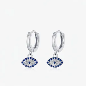 925 Sterlingsilber Teufelsauge Huggie Ohrringe Für Damen Blau Zirkonia Eingelegt Persönlichkeit Elegant Mode Schmuck Geschenk