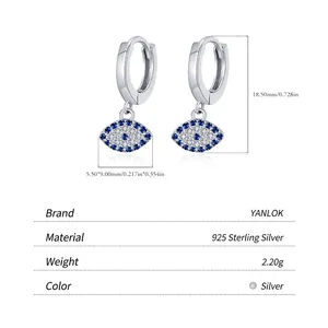Ohrhänger aus 925er Sterlingsilber mit blauem bösen Blick und Zirkonia Steinen