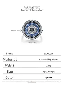 Macro detail of S925 sterling silver evil eye ring with blue and white zircon pavé