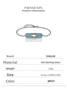 Detail of 925 sterling silver black chain bracelet with star motif and turquoise stones