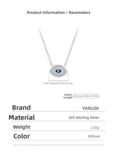 Détail du pendentif œil maléfique en argent S925 avec des zircons bleus et blancs