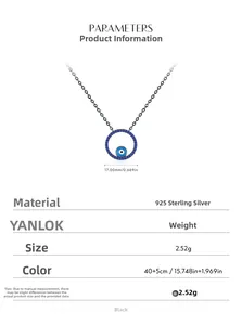 Spécifications du collier Evil Eye en argent s925 avec chaîne réglable de 40+5cm