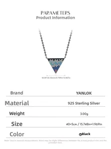 Macro detail of S925 sterling silver colorful triangular pendant with zirconia micro-pave
