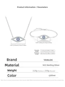Spécifications de taille du ensemble collier et bracelet œil maléfique en argent S925