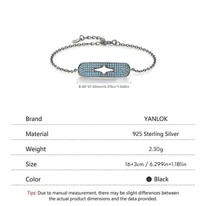S925 sterling silver vintage hollow star bracelet with black finish and blue stones