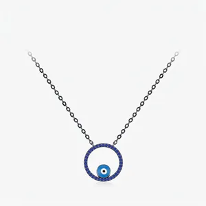 Collier Pendentif Fantôme Œil Maléfique en Argent Sterling 925 Émail Zircone Style Sombre Chaîne de Clavicule Bijoux Halloween Femme