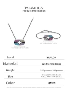 Spécifications du collier punk en argent S925 avec détails du pendentif étoile en zircon