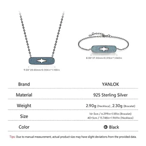 S925 Sterling Silber Halskette und Armband Set mit blauen Edelsteinen im Starburst-Design