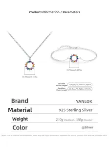Macro shot of 925 sterling silver colorful gemstone ring necklace and bracelet dimensions