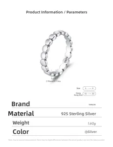 Detail chart of 925 sterling silver beaded ring showing 2.9mm width and 1.6g weight