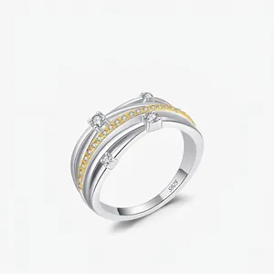 925 Sterling Silver Multilayer Wrap Ring For Women Elegant Inlaid Rhinestone Geometric Finger Ring Fashion Jewelry Gift