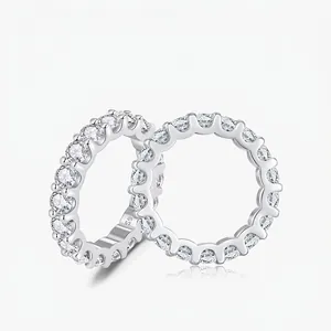 Luxury S925 Sterling Silver Moissanite Eternity Ring For Women D Color VVS1 Sparkle Pave Band Fashion Jewelry Engagement Gift