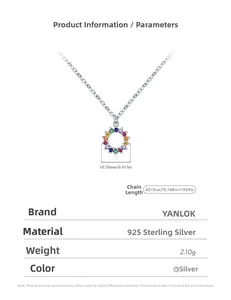 Détails du collier en argent 925 avec pendentif cercle serti de pierres colorées