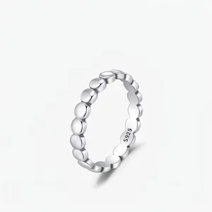 Vintage 925 Sterling Silver Bead Ring For Women Minimalist Bubble Stackable Band Ring Korean Style Finger Jewelry Gift