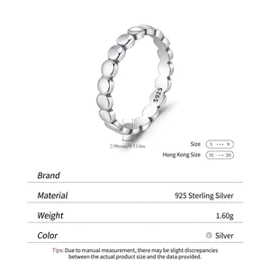 Minimalist S925 sterling silver bubble bead ring with 2.9mm width and polished finish