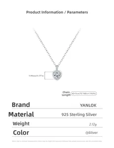 Détails du collier cœur en argent S925 avec zircon de 5mm et chaîne de 40+5cm de long