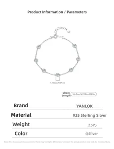 Detail of S925 sterling silver bracelet with 4mm round zircons and adjustable chain