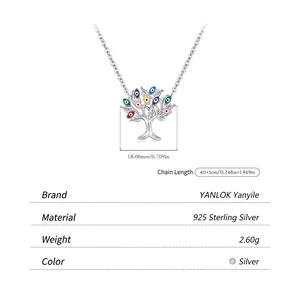 S925 sterling silver tree of life necklace with colorful evil eye enamel charms