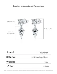 Details der S925 Silber-Ohrringe mit Drachen-Kristall und 16,5mm Größenabmessungen