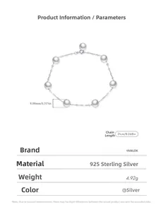 Dettagli tecnici del bracciale in argento S925 con perle da 8mm e chiusura a molla