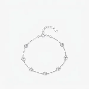 925 Sterling Silver Bubble Diamond Bracelet For Women Petite Exquisite Bezel Set Round Zirconia Adjustable Chain Jewelry