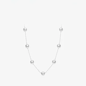 French Elegant Artificial Pearl Station Necklace Made Of 925 Sterling Silver For Women Clavicle Chain Sweet Jewelry Accessory