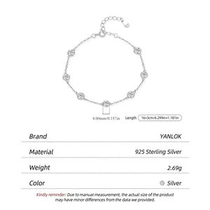 Elegant S925 sterling silver bubble zircon bracelet with seven clear 4.0mm round stones