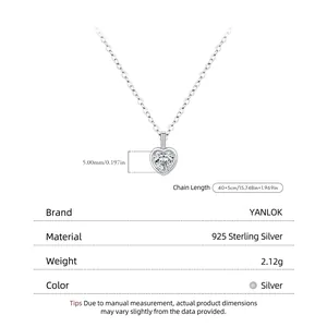 Collier cœur en argent 925 avec pendentif en zircon rond, longueur de chaîne de 40+5cm
