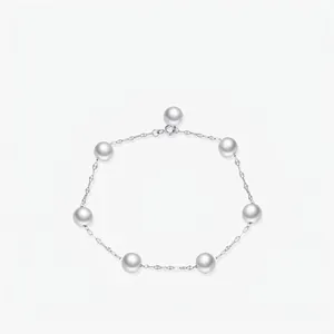Elegante Bracciale di Künstliche Perle in Argento Sterling 925 Per Donna Stile Francese Catena con Paillettes Luccicanti Gioielli per Banchetto Matrimonio