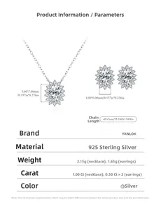 Detailed specs of S925 sterling silver oval moissanite necklace and earrings set