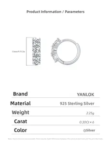 Détails des créoles en argent sterling 925 de 13mm de diamètre avec moissanite de 0,30Ct