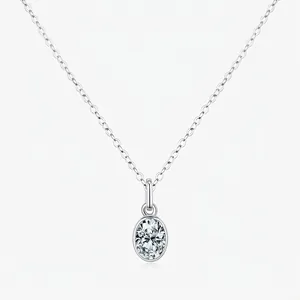 Elegant 925 Sterling Silver Moissanite Necklace For Women Oval Cut D Color VVS1 Pendant Necklace With GRA Certificate French Jewelry Gift