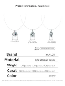 Specifications of S925 sterling silver moissanite necklaces with 0.8-1.0 carat pendants