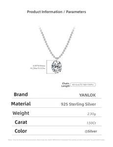 Detail specifications of 925 sterling silver necklace with a 1.50Ct oval zircon pendant