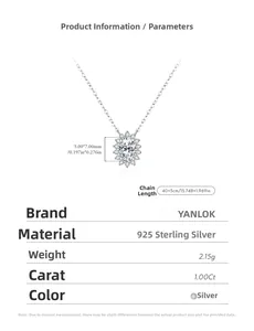 Details zur 1 Karat Moissanit-Blumenkette aus 925er Silber mit 40+5 cm Kettendaten