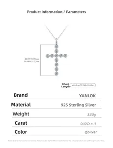 S925 silver cross pendant size chart with dimensions 22.5x31mm and 45cm chain length