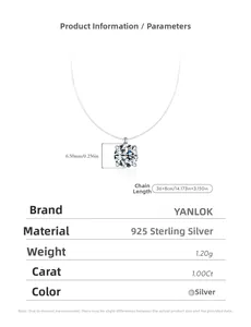 Detaillierte Spezifikationen der S925 Silberhalskette mit 1ct Moissanit und 36+8cm Kettenlänge