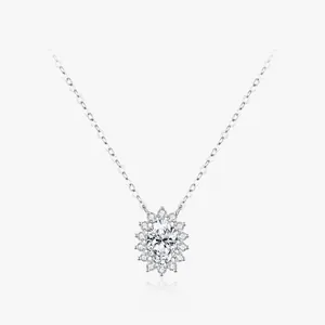 Luxus Ovalschliff Moissanit Anhänger Halskette Aus 925 Sterlingsilber Funkelnde Halo Halskette Für Damen Elegantes Schmuckgeschenk Mit GRA Zertifikat
